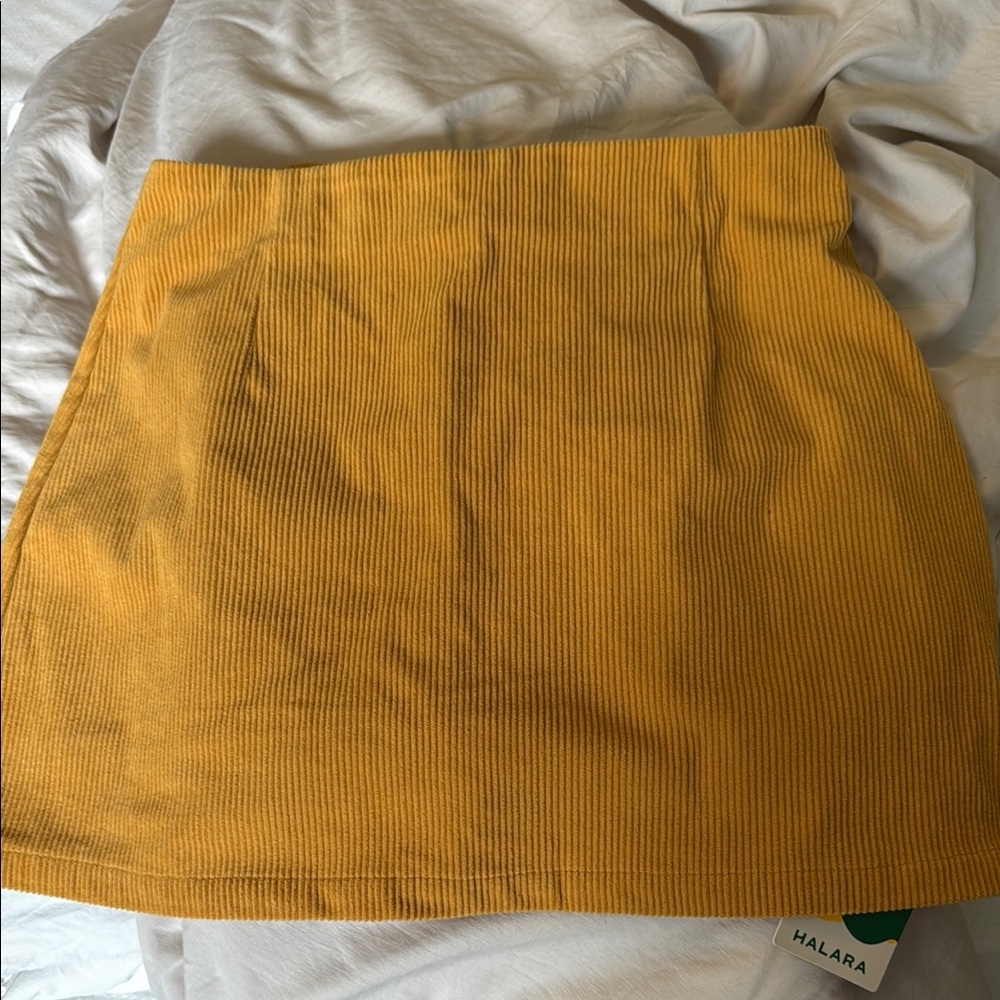 Halara Mustard yellow cord skirt built in shorts